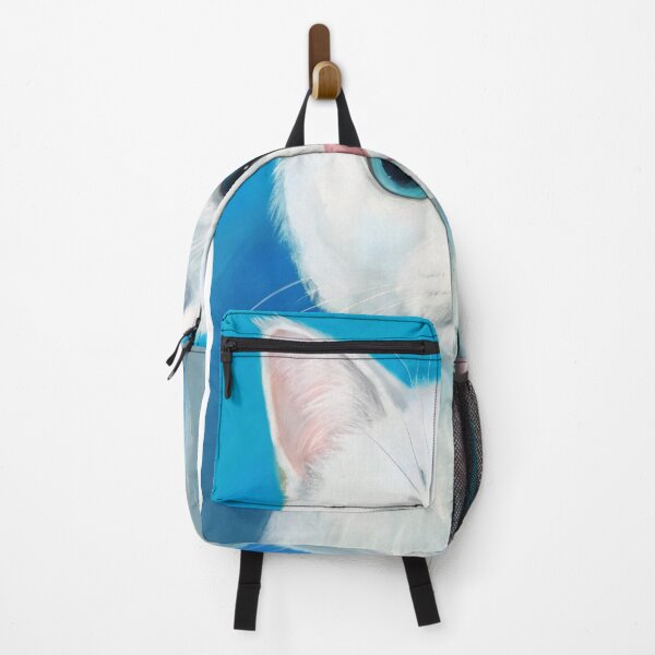 Item preview, A white cat with bright blue eyes stares directly at the viewer, a sense of curiosity and gentle warmth. designed and sold by MAR1RJD.