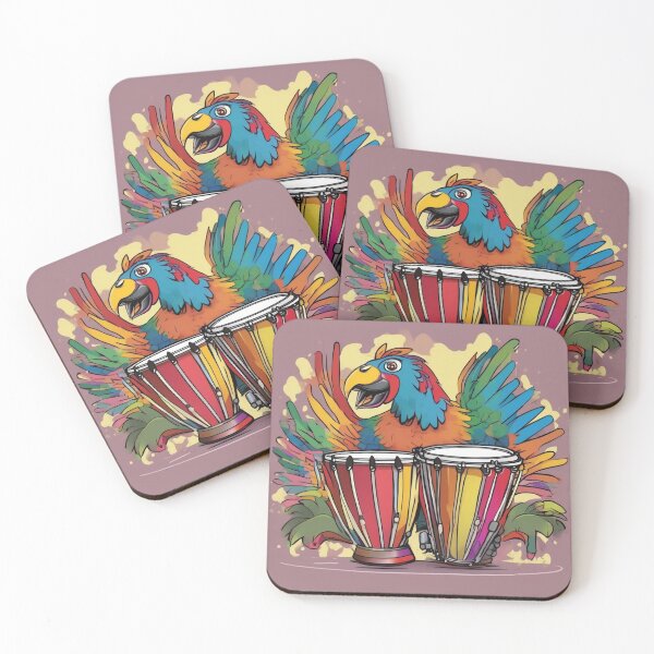 Item preview, Rumbero Parrot Playing Timbales designed and sold by butikoshop.