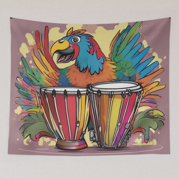 Item preview, Rumbero Parrot Playing Timbales designed and sold by butikoshop.