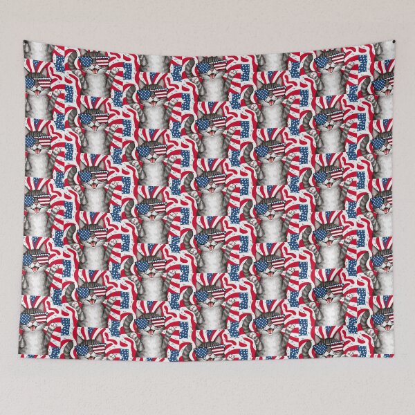Item preview, Excitable Gray 4th of July Cat With Toe Beans designed and sold by PinkGoddessLove.