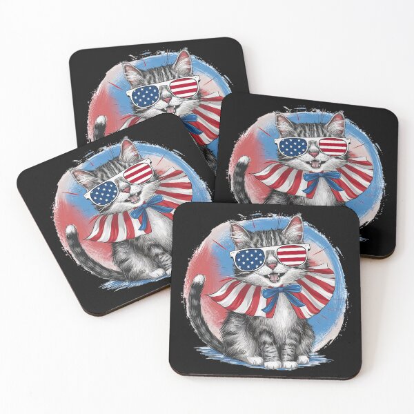 Item preview, Happy Patriotic Cat Ready For The 4th of July | Black designed and sold by PinkGoddessLove.