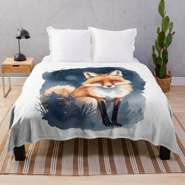 Artikelvorschau, Aquarell Fuchs in der Nacht Hand - gezeichnete Illustration entworfen und verkauft von MaateoDesign.