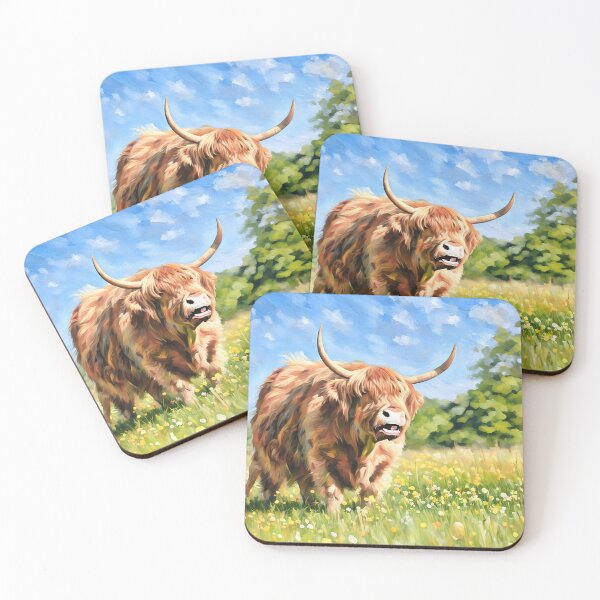 Item preview, A Highland cow in the blooming spring meadow of Minchinhampton Common designed and sold by elena-jeffries.