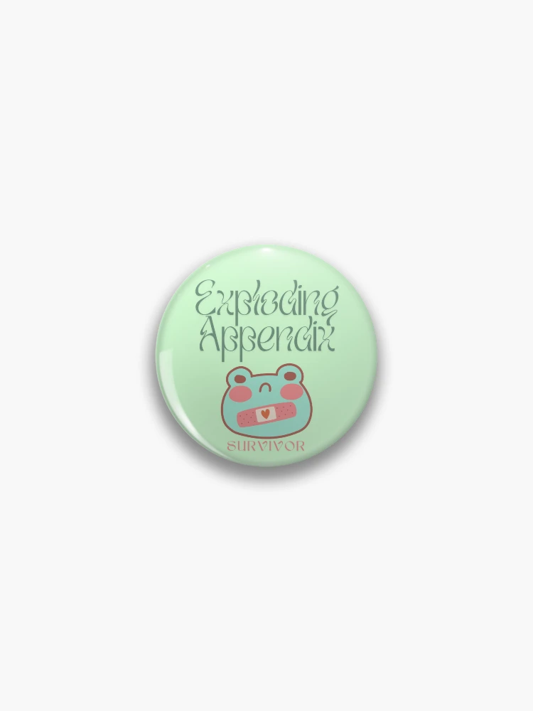 Thumbnail 1 of 3, Pin, Exploding Appendix Survivor Frog designed and sold by BookInhaler.
