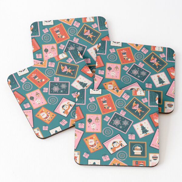 Item preview, Christmas Stamps on teal designed and sold by Haunted Moon.