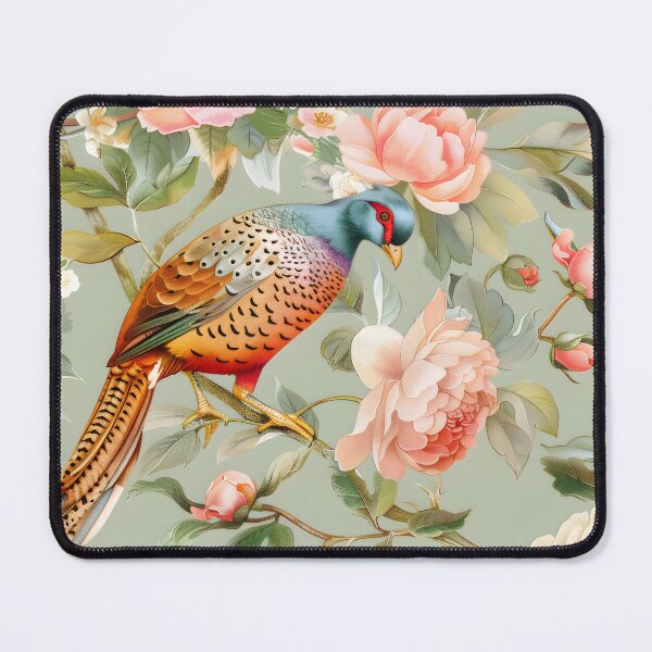 Item preview, Pink and Sage Pheasant Chinoiserie Chintz designed and sold by TheChinoiserie.