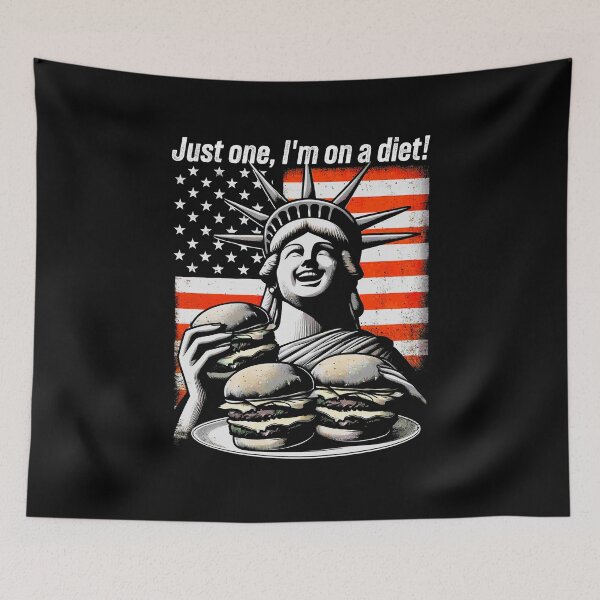 Item preview, Funny American Lifestyle - Statue of Liberty "Just One, I'm on a Diet!" Burger Design designed and sold by Tabu Touch.