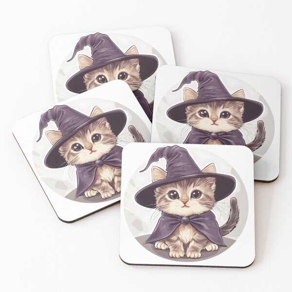 Item preview, Kitten in Purple Cloak and Witch Hat designed and sold by CharmingQuill.