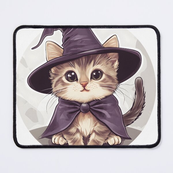 Item preview, Kitten in Purple Cloak and Witch Hat designed and sold by CharmingQuill.