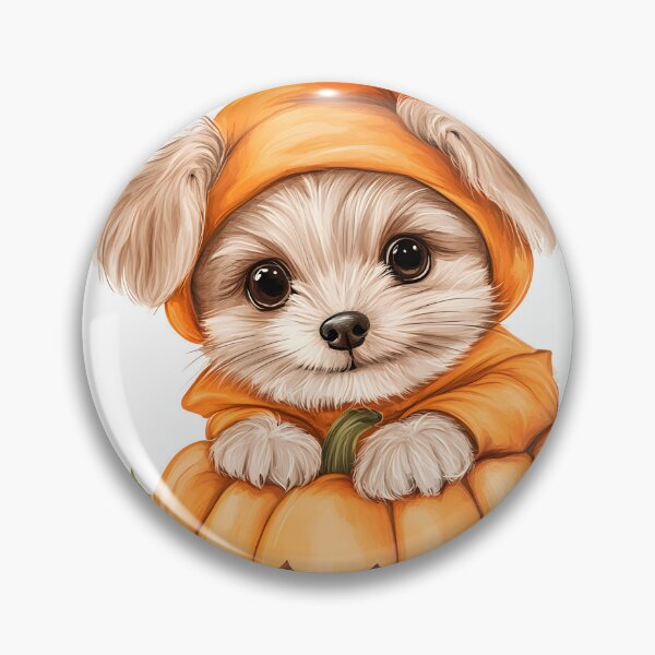 Item preview, Puppy in a Pumpkin Costume designed and sold by CharmingQuill.