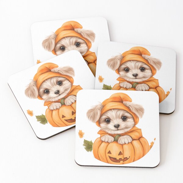 Item preview, Puppy in a Pumpkin Costume designed and sold by CharmingQuill.