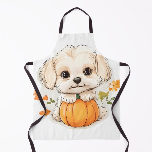 Item preview, Fluffy Puppy with Pumpkin and Leaves designed and sold by CharmingQuill.