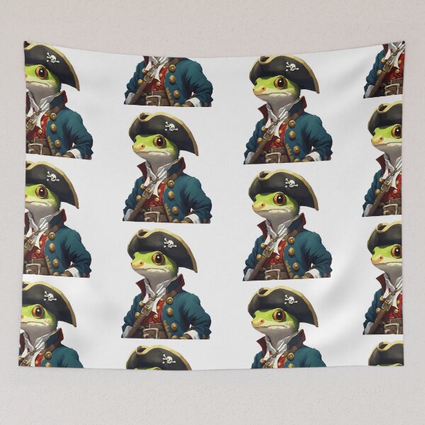 Item preview, Blank Stare Pirate Frog in Naval Attire - Cute RPG Fantasy Illustration designed and sold by CrownedCanvas.