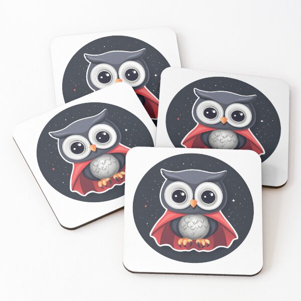 Item preview, Cute Owl with Red Cape Under Night Sky designed and sold by CharmingQuill.
