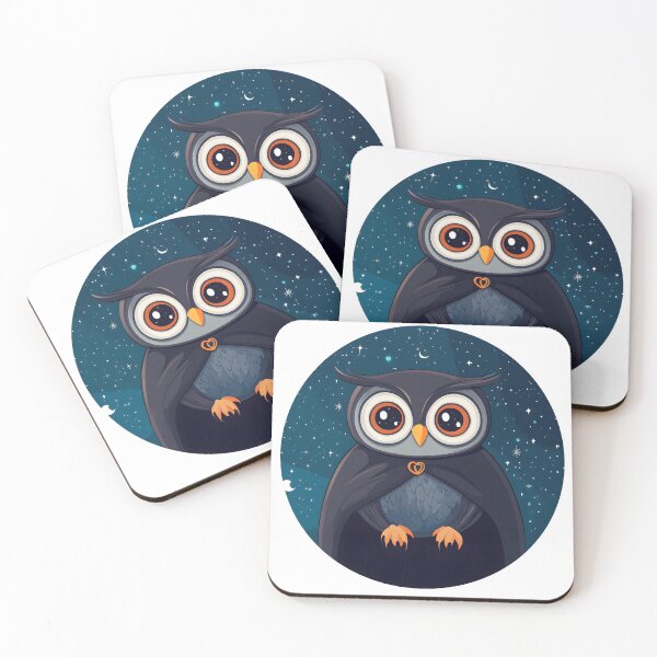 Item preview, Owl with Heart Medallion in Starry Sky designed and sold by CharmingQuill.
