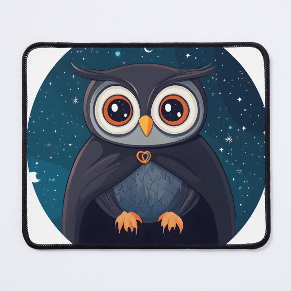 Item preview, Owl with Heart Medallion in Starry Sky designed and sold by CharmingQuill.