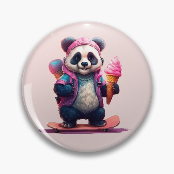 Item preview, Pink panda on skateboard with ice cream designed and sold by WDDesignShop.