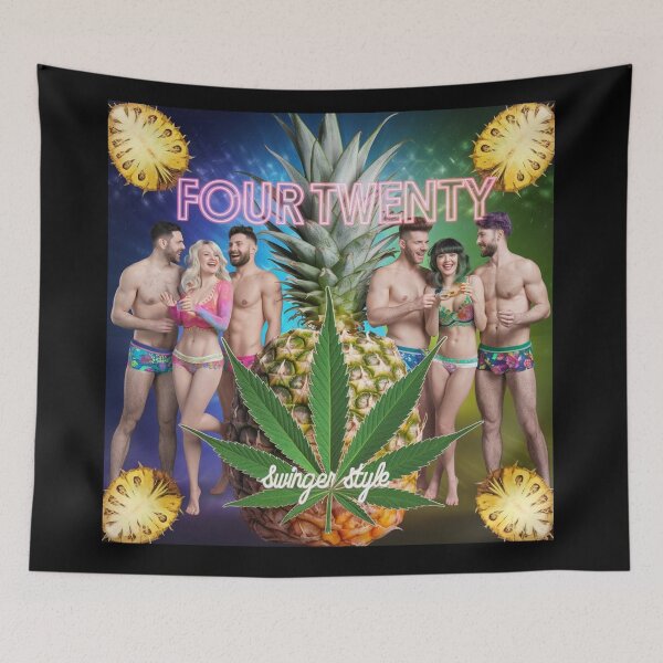 Item preview, Four-Twenty Swinger Style - Pineapples & Weed - Black designed and sold by JLEmporium.