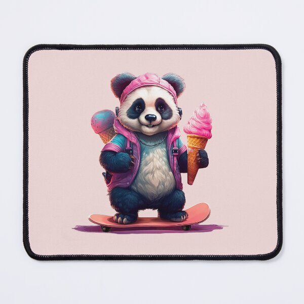 Item preview, Pink panda on skateboard with ice cream designed and sold by WDDesignShop.