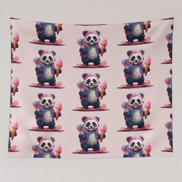 Item preview, Pink panda on skateboard with ice cream designed and sold by WDDesignShop.
