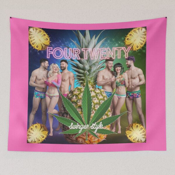 Item preview, Four-Twenty Swinger Style - Pineapples & Weed - Pink designed and sold by JLEmporium.