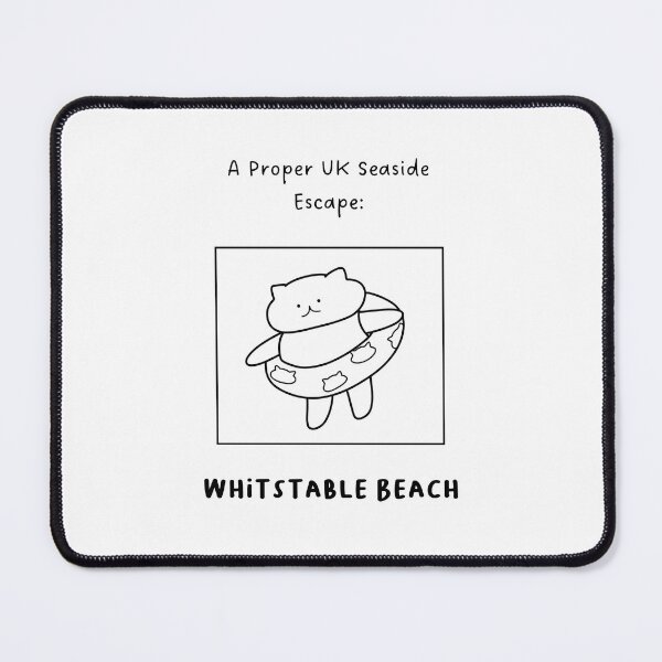 Item preview, Whitstable Beach | A Proper UK Seaside Escape | Illustration of a Cute Cat Wearing a Float Ring designed and sold by RM-Journey.