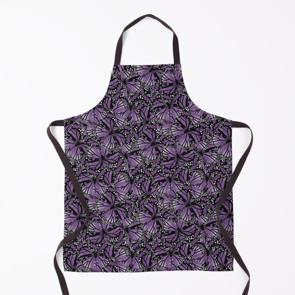 Monarch Butterfly Repeat Pattern | Butterflies | Insects | Wings | Nature | Purple, Black and White | Apron