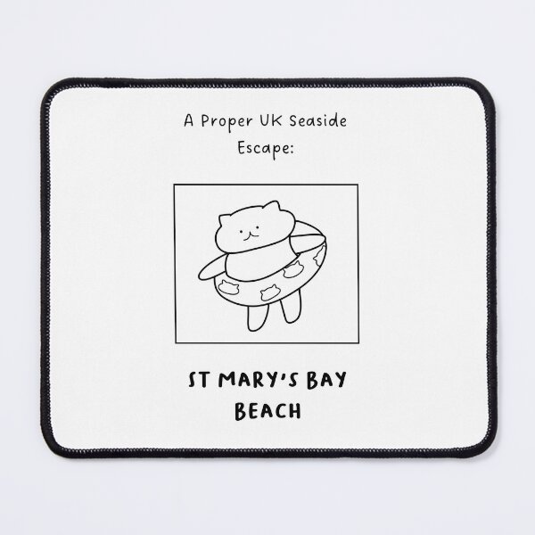 Item preview, St Mary's Bay Beach | A Proper UK Seaside Escape | Illustration of a Cute Cat Wearing a Float Ring designed and sold by RM-Journey.
