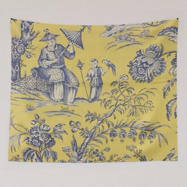 Item preview, Saffron Garden Chinoiserie Toile designed and sold by TheChinoiserie.