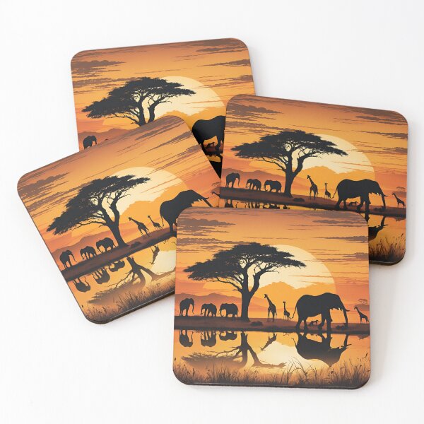 Item preview, African animal silhouette at sunset.  designed and sold by NicMacTees.