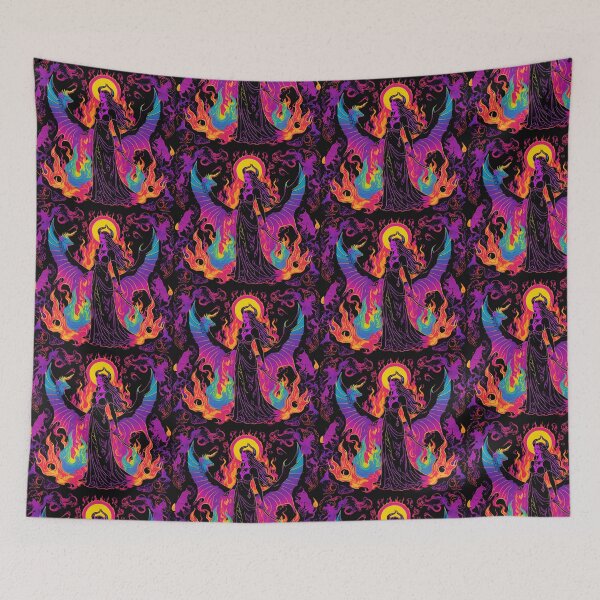 Item preview, "Flame's of Lilith's Desire" Trippy Rainbow Goddess, Witchy- Occult Gothic Punk Vector Design designed and sold by Liliths-Closet.