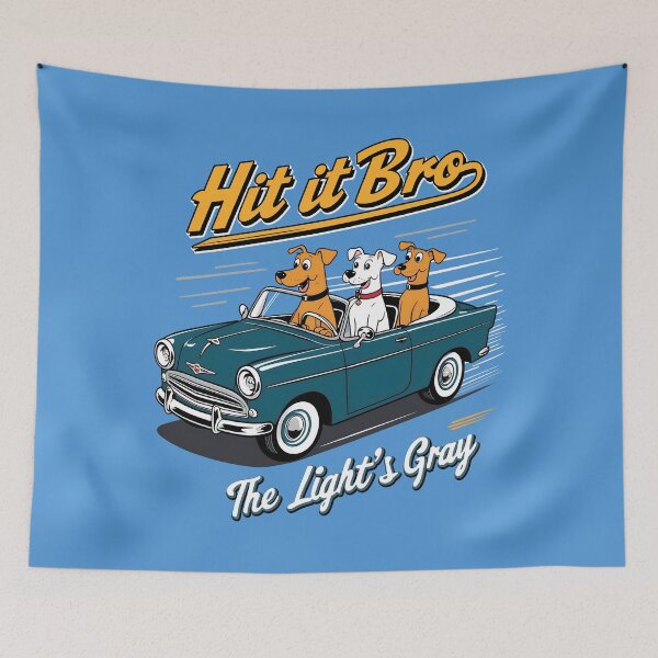 Item preview, Hit It Bro - Cool Dogs Cruising in a Classic Car - Fun design for Dog Lovers designed and sold by brindled.