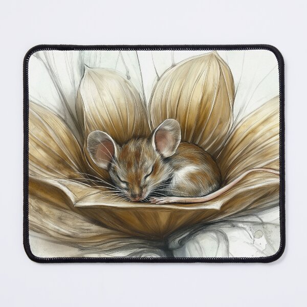 Item preview, mouse sleeping on a flower designed and sold by PricklyPeanut.