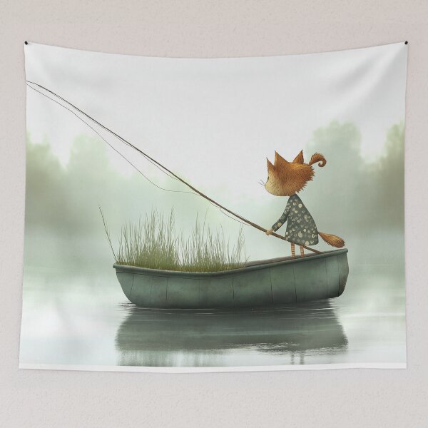 Item preview, cat gone fishing designed and sold by PricklyPeanut.