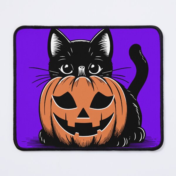 Item preview, Black Cat hiding behind a jack-o-lantern designed and sold by ArtFactoryAI.