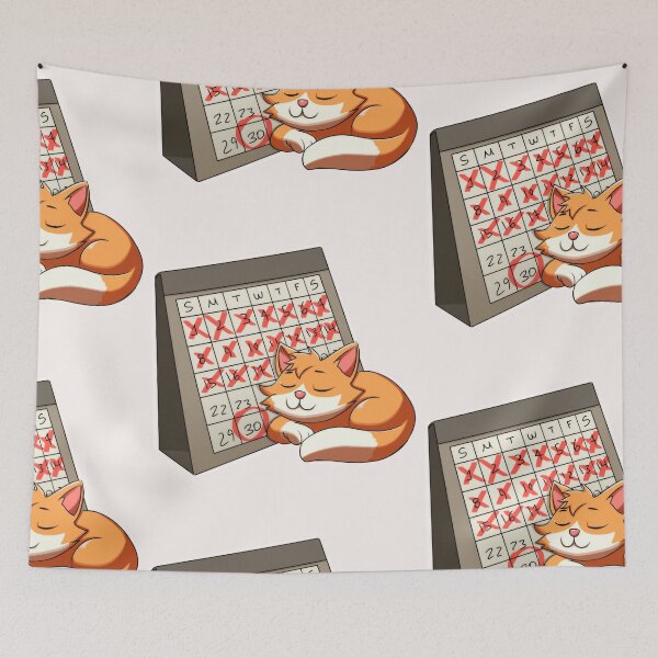 Item preview, Procrastination Calendar with Sleeping Cat designed and sold by Rawecz Studio.