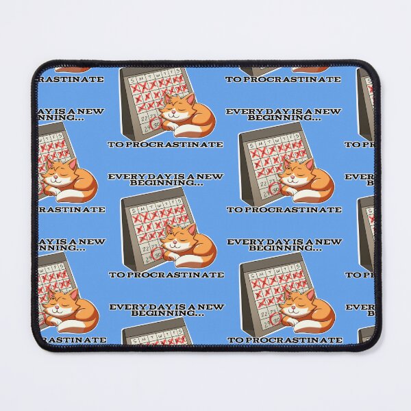 Item preview, Crossed Out Calendar with Sleeping Cat: "Every Day is a New Beginning… to Procrastinate" designed and sold by Rawecz Studio.