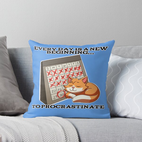 Item preview, Crossed Out Calendar with Sleeping Cat: "Every Day is a New Beginning… to Procrastinate" designed and sold by Rawecz Studio.
