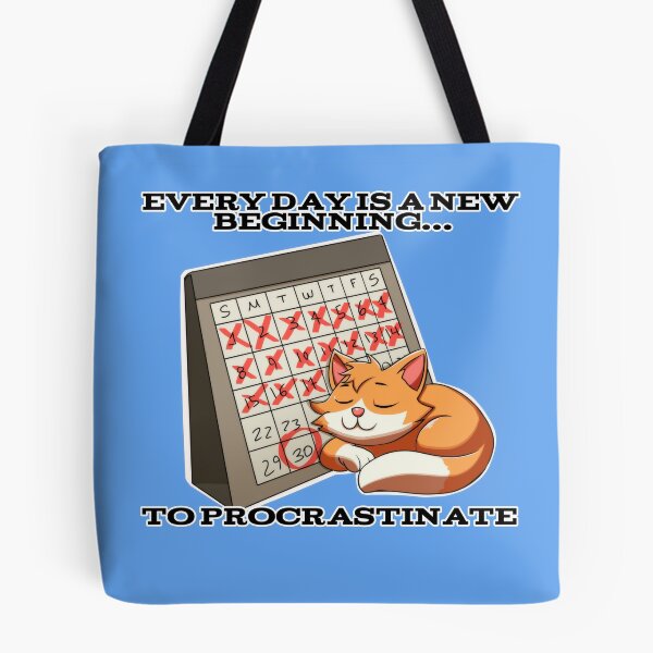 Item preview, Crossed Out Calendar with Sleeping Cat: "Every Day is a New Beginning… to Procrastinate" designed and sold by Rawecz Studio.