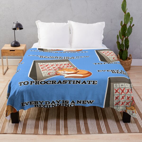 Item preview, Crossed Out Calendar with Sleeping Cat: "Every Day is a New Beginning… to Procrastinate" designed and sold by Rawecz Studio.