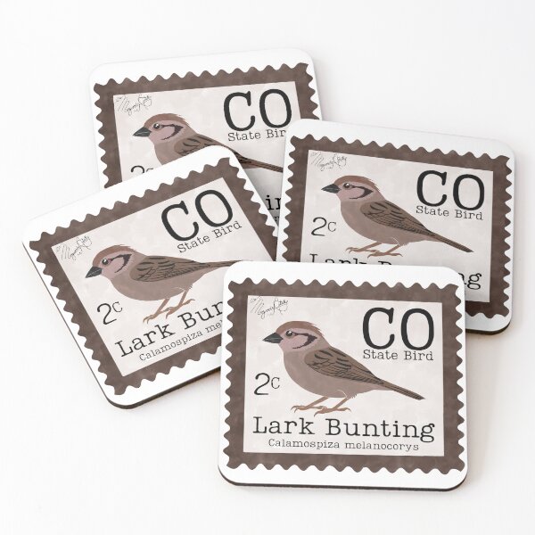 Aperçu de l'œuvre Bruant alouette : timbre sur les oiseaux de l'État du Colorado créée et vendue par Marguerite Artistry.