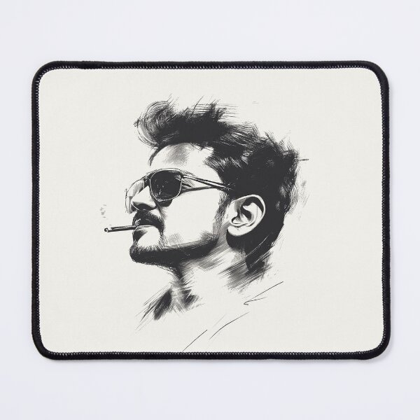 Item preview, Bold Portrait of Vijay in Dynamic Sketch Style designed and sold by Retro Travel Design.