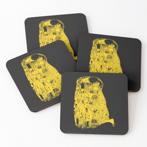 Item preview, Klimt - The Kiss - minimalized Classic Art Pattern Golden Yellow and Black designed and sold by pelagio.