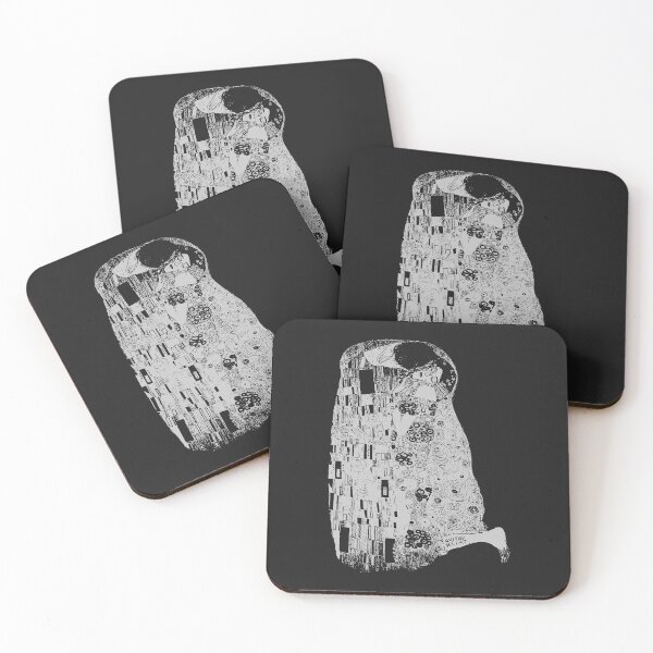 Item preview, Klimt - The Kiss - minimalized Classic Art Pattern Neutral Grey Gray  and Black designed and sold by pelagio.