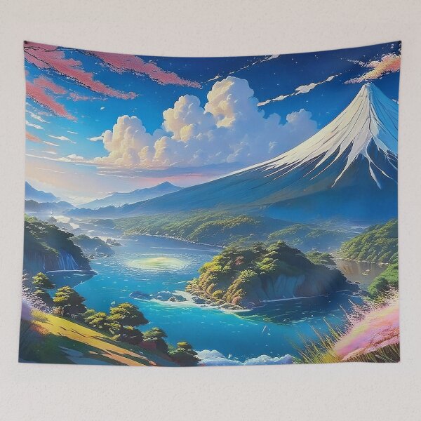 Item preview, Serene Anime Mountain - Stunning Horizontal Landscape Wallpaper designed and sold by aniscapes.