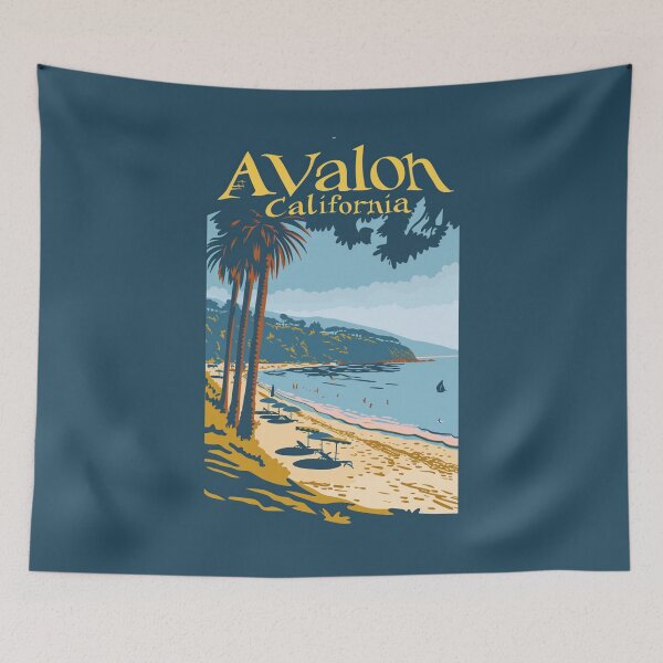 Item preview, A Vintage Travel Illustration of Avalon - California  designed and sold by GoodOldVintage.