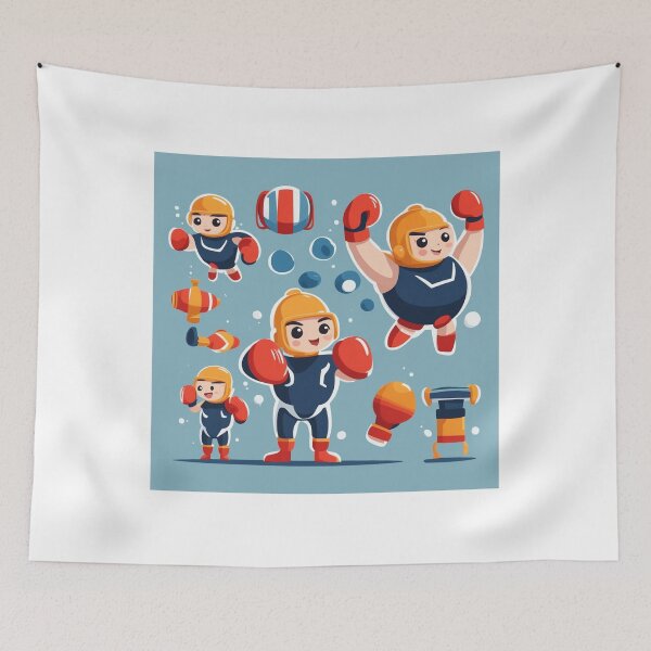 Item preview, Cute Diver Boxing Cartoon Vector Icon Illustration designed and sold by hjian8219.