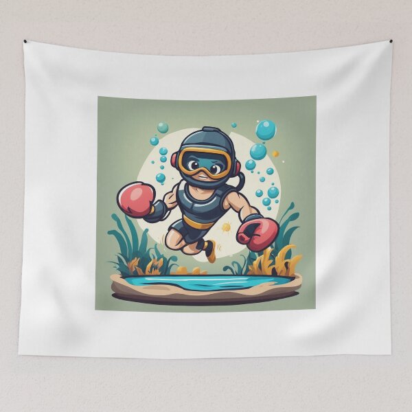 Item preview, Cute Diver Boxing Cartoon Vector Icon Illustration designed and sold by hjian8219.
