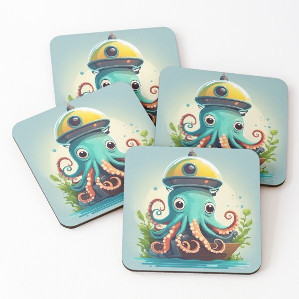 Item preview, Cute Octopus Riding Submarine Cartoon Vector Icon Illustration designed and sold by hjian8219.