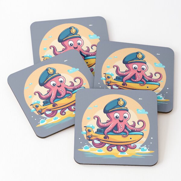 Item preview, Cute Octopus Riding Submarine Cartoon Vector Icon Illustration designed and sold by hjian8219.